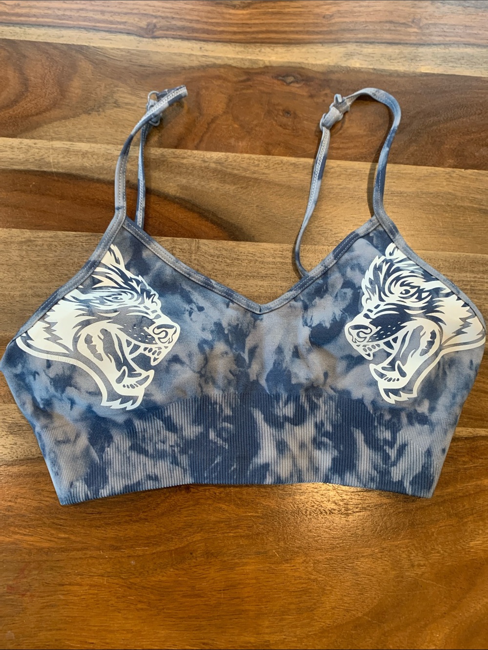 Darc Sport Blue Tie-Dye Wolf Graphic Bralette